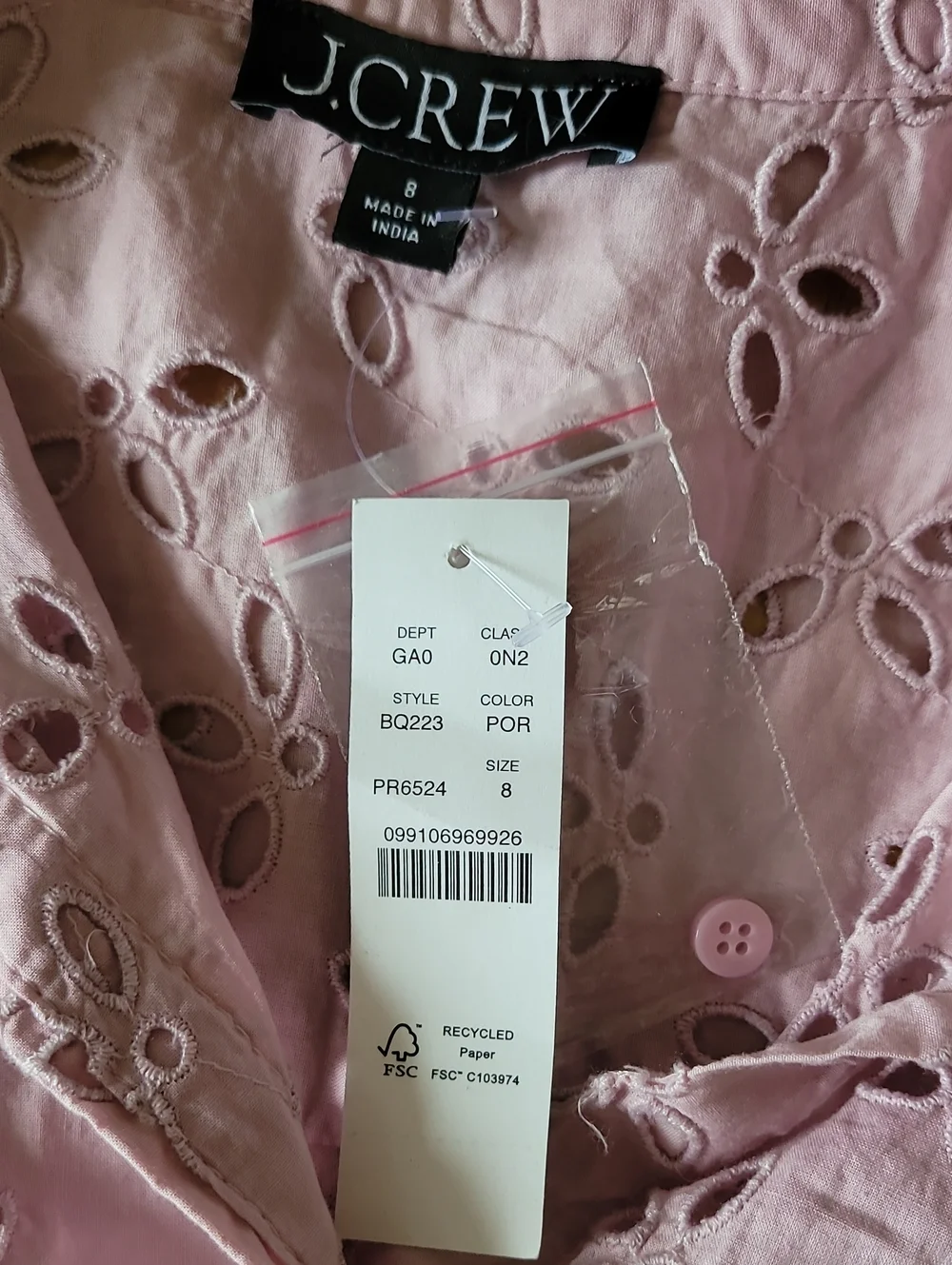 J.Crew Spring Garden Puff-Sleeve Eyelet Button-Down Blouse